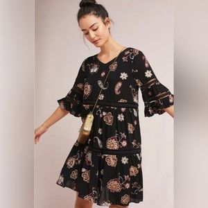 Anthropologie ERI+ ALI Kaley Swing Black Motif Sz-Large